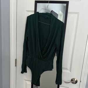 SHEIN Deep Green Draped Bodysuit